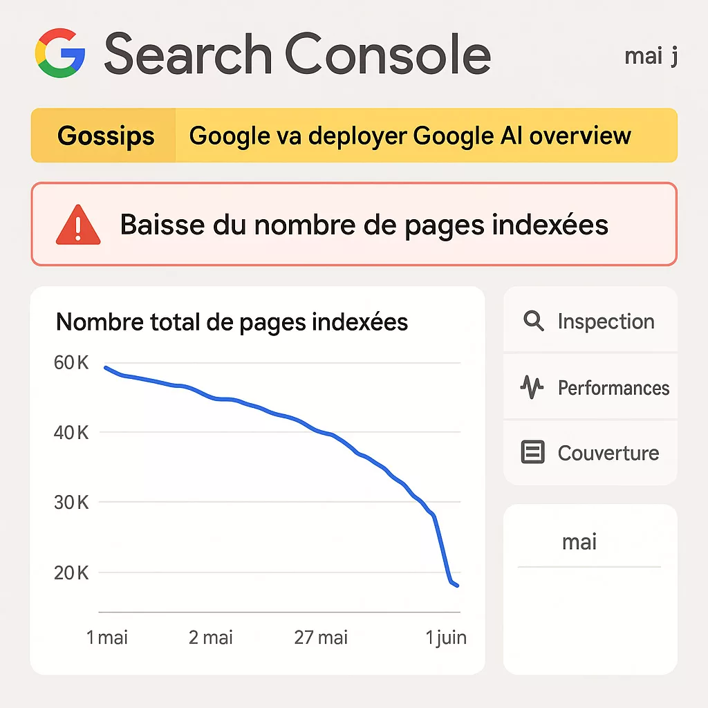 Indexation vs IA : Google Search Console a-t-il réduit le crawl en mai 2025 ? 2 indexation de pages en chute
